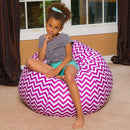 Posh Creations Bean Bag Chair for Kids, Teens, and Adults Includes Removable and Machine Washable Cover, Pattern Chevron Purple and White, 38in - Large by TinyTreasures Baby Boutique