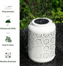 Glitzhome Solar Lantern White Metal Cutout Flower Outdoor Hanging Solar Light with Handle for Garden Patio Yard Outdoor Decor by GreenHaven Gardens