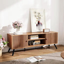 COMHOMA TV Stand for Living Room, Mid Century Modern Entertainment Center for 55/60/65 Inch TVs, Retro Brown TV Console with Fluted Door Cabinets and Open Adjustable Shelve Storage for Bedroom by CozyNest Decor