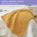 Bigacogo Chunky Knit Throw Blanket for Couch, 40x40 inches, 100% Hand Knitted with Thick Jumbo Chenille Yarn, Cozy Soft Large Rope Knot Cable Crochet Blankets for Sofa Bed Living Room, Mustard Yellow by CozyNest Decor