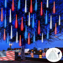 4th of July Decorations Outdoor, Red White and Blue Solar Meteor Shower Lights, 18 Tubes 432 LEDs 4th of July Lights Waterproof, Patriotic Lights String for Independence National Memorial Day Decor by GreenHaven Gardens