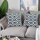 Alysheer Embroidered Decorative Throw Pillow Cover 18"x 18" Set of 2, Classic Boho Geometric Embroidery Pattern Cotton Square Cushion Case for Sofa Couch Living Room Bedroom (Navy Aqua) by CozyNest Decor