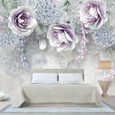 WFBHUA-Purple Rose Floral 3D Wallpaper Mural Modern Flower Leaf Wallpaper for Bedroom Wall Murals Decoration(Not Peel and Stick) by CozyNest Decor