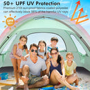 WhiteFang Beach Tent Anti-UV Portable Sun Shade Shelter for 3/4/6/8 Person, Extendable Floor with 3 Ventilating Mesh Windows Plus Carrying Bag, Stakes and Guy Lines by TinyTreasures Baby Boutique