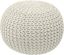 Ornavo Home Pouf Ottoman Foot Rest - 100% Cotton Pouffe - Hand Knitted Cable Braid Cord - Boho Round Stuffed Ottoman for Living Room, Bedroom - Natural by CozyNest Decor