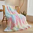 XeGe Plush Faux Fur Rainbow Throw, Tie Dye 50x60 Shaggy Furry Blanket, Fluffy Microfiber Velvet Couch Throw, Soft Colorful Fuzzy Lap Blanket for Girls Teens Women Kid Rainbow Print by CozyNest Decor
