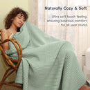 PHF Ultra Soft Waffle Weave Blanket Twin Size 66"x 90"- Washed Lightweight Breathable Cozy Woven Blanket for Bed - Aesthetic Decor for Couch Bedding Sofa Home Car - Sage Green/Mint Green by CozyNest Decor