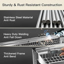 3 Tier Extra Large Stainless Steel Expandable Over The Sink Dish Drainer Drying Rack, Rust Proof Metal, Space Saving, Modern Silver Big Capacity Extendable Plate Strainers Above Kitchen Counter by CozyNest Decor