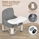 Baby Travel Booster Seat with Double Tray, BabyBond Upgraded Toddler Portable Baby Chair, Booster Seat for Dining Table, Stable and Foldable Booster Baby Chair for Indoor/Outdoor (Grey) by TinyTreasures Baby Boutique