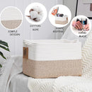 COMFY-HOMI 3-Pack Cotton Rope Woven Basket with Handles for Shelves, Books, Toys, Cloth Storage|Towel Storage|Nursery Baby Basket - 13.5" x 11" x 9.5" for Living Room (White/Brown) by TinyTreasures Baby Boutique