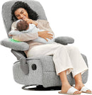 Nursery Swivel Glider Recliner Chair with Adjustable Armrests & Headrest, Rocking Chair Nursery with Removable Cover for Breastfeeding, FSC & Oeko-TEX Certified, Grey by TinyTreasures Baby Boutique