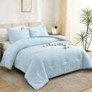 Litanika Comforters Light Blue California King Size, 3 Pieces Cal King Lightweight Solid Bedding Comforter Set, All Season Fluffy Bed Set (104x96In Comforter & 2 Pillowcases) by CozyNest Decor