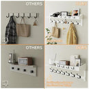 AMBIRD 35 inch Coat Rack Wall Mount, Extra Long Coat Hooks Wall Mount, Entryway Shelf with 7 Dual Coat Hooks 4 Key Hooks Mail Organizer, Wooden Wall Coat Rack with Hooks, Key Holder Rack (White) by CozyNest Decor