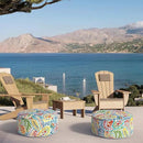 Inflatable Ottoman Stool D21 xH9 for Outdoor/Indoor Use, Water Repellent Patio Foot Rest Stool with Portable Handle,Round Pouf Ottoman Suitable for Garden,Deck and Camping - Paisley Multi by CozyNest Decor