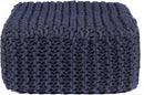 REDEARTH · Cube Low Pouf Foot Stool Ottoman - Hand Knitted Poof - Cord Boho Pouffe - Home Décor - Stuffed Footrest for Living Room - Nursery - Bedroom - Patio (16" x 16" x 8") - Navy Blue by CozyNest Decor