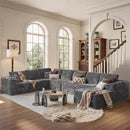Cloud Sectional Couches for Living Room,U Shaped Modular Sofas No Assembly,165x107 Inches Plush Corduroy Oversized Floor Couch Set with Deep Seat Chaise,Grey by CozyNest Decor