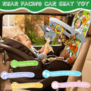 Car Seat Toys for 6-12 Months - Musical Pedal Piano with Baby Mirror, Squeaky Sensory Soft Animal Toys for Rear Facing Carseats by TinyTreasures Baby Boutique