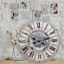 Unique Moving Gear Large Wall Clock 21inch-Battery Powered. Retro Industrial Steampunk Country Farmhouse Decor for The Living Room Kitchen Bars cafes Offices(whith/metal/21) by CozyNest Decor