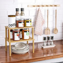 Cabinet Organizer Shelf(Set of 2),Kitchen Counter Shelves,Bamboo Stackable Expandable Spice Rack Countertop(Medium) by CozyNest Decor
