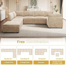 HOOOWOOO Modular Sectional Sofa,7 Pieces Sectional Couches for Living Room,131X66 U Shaped Cloud Couch with Ottoman Chaise Set(Beige Velvet Corduroy) by CozyNest Decor
