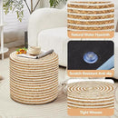Wimarsbon 18'' Ottoman Pouf, Natural Braided Poof, Rustic Handweave Lounge Pouffe, Boho Footrest Stool for Bedroom, Accent Table or Seat for Living Room (Natural Water Hyacinth + White Cotton Rope) by CozyNest Decor