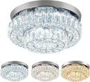 11.8" LED Chandelier 2-Layer Crystal Ceiling Light Fixture with Remote Control Flush Mount Chandelier Light for Hallway Bedroom Living Room Kitchen Foyer(dimmable) by CozyNest Decor