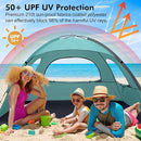 WhiteFang Beach Tent Anti-UV Portable Sun Shade Shelter for 3/4/6/8 Person, Extendable Floor with 3 Ventilating Mesh Windows Plus Carrying Bag, Stakes and Guy Lines by TinyTreasures Baby Boutique