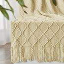inhand Knitted Throw Blanket for Couch and Bed, Soft Living Room Home Decor Knitted Blanket with Tassel, Outdoor Lightweight Breathable Summer Blanket, Farmhouse Warm Woven Decorative, 50"x60" by CozyNest Decor