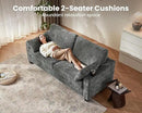 Pull Out Sofa Bed, Full Size Sleeper Sofa, 2-in-1 Convertible Corduroy Couch with USB Charging, Memory Form Couch for Living Room, Apartment and Small Space (Dark Grey, Chenille - Queen Size) by CozyNest Decor
