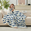 Amélie Home Chunky Knit Throw Blanket for Couch, Soft Chenille Crochet Blanket for Sofa, 50"x60", Space-Dyed Blue Striped by CozyNest Decor