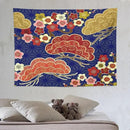 HZOHNAGO Japanese Tapestry Art Abstract Colorful Cherry Blossom Blue Background Pattern Printed Wall Tapestry Painting Wall Hanging for Bedroom Living Room Dorm 80" W x 60" H by CozyNest Decor