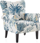 BELLEZE Modern Accent Chair for Living Room, High Back Floral Armchair w/Wooden Legs, Upholstered Wingback Side Chair Padded Armrest Single Sofa for Living Room, Bedroom - Allston (Green Blue Floral) by CozyNest Decor