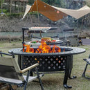 42 Inch Fire Pit with 2 BBQ Grills, Wood Burning Fire Pits for Outside with Lid & Fire Poker, BBQ& Outdoor Firepit & Round Metal Table 3 in 1 for Patio, Picnic, Party by GreenHaven Gardens
