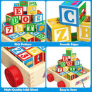 Atoylink ABC Wooden Building Blocks for Toddlers 1-3, 30 Pcs Alphabet & Number Stacking Toys with Storage Pull Toy Car Learning & Education Montessori Toys for 1 2 3 Year Old Baby Boy Girl Gifts by TinyTreasures Baby Boutique