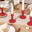 12Pcs Red Candlestick Holders Set- 4" H Taper Candle Holders Bulk, Glass Candle Holders for Activities, Party, Romantic Dinner Table Centerpieces, Festival Gifts & Windowsill Decor by CozyNest Decor