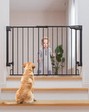 Cumbor 29.2-43" No Bottom Bar Baby Gate for Stairs, 2-in-1 Hardware Mounted Dog Gate Indoor, Wide Pet Gates for Doorway with Large Walk Thru Door, Child-Proof Gate for Top & Bottom of Stairs(Black) by TinyTreasures Baby Boutique