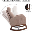 Dolonm Nursery Rocking Chair for Living Room, Upholstered Mid-Century Modern Nursery Rocking Armchair Tall Back Accent Glider Rocker, Camel by TinyTreasures Baby Boutique