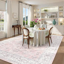 LIVEBOX Pink 10x14 Area Rug for Bedroom Girls, Boho Washable Rugs for Living Room Nursery, Non-Slip Indoor Soft Carpet Low-Pile Farmhouse Carpets for Dining Room Kids Playroom, Pink by TinyTreasures Baby Boutique