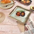 Ceramic Dinner Plates Dish Set,Set of 4,for Lunch snacks -Microwave Oven & Dishwasher Safe,Scratch Resistant,Dinnerware Kitchen Porcelain Serving Dishes,9 inch Square by CozyNest Decor