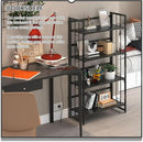 4NM No Assembly 4 Tiers Folding Bookshelf, 47.2" H Foldable Storage Shelves Vintage Bookcase Standing Racks Study Organizer Home Office - All Black by CozyNest Decor