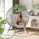 Egg Chair Outdoor Indoor, Oversized Rattan Chair with Thicken Cushion, 350LBS Capacity Wicker Patio Lounge Chair, Basket Chair for Living Room Balcony Porch Backyard, Grey/Light Grey by CozyNest Decor