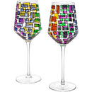 Renaissance Stained Glass Rainbow Stemless Wine Glasses By Set Of 2 Elegant 12OZ Col by The Wine Savant