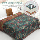 Boho Fall Throw Blanket for Bed，100% Ultra Cotton Soft Breathable Bed Throw Floral Printed Farmhouse Decor Rustic Bed Throws for Couch Sofa Quilt 90" x 98" by CozyNest Decor