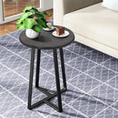 Round End Table, Small Side Table Grey Color MDF Top, Metal Frame Black, Tall End Side Table for Bed Room, Coffee Tea End Table for Living Room(Round Grey) by CozyNest Decor