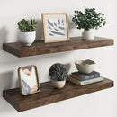 RICHFOCUS Elm Floating Shelves for Wall - 30" W x 9.3" D Rustic Solid Wood Shelves with Invisible Bracket, Wall-Mounted for Living Room, Bedroom, Kitchen Storage & Display, Set of 2, Walnut by CozyNest Decor