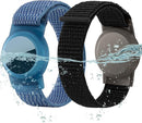 Waterproof Air Tag Bracelet for Kids (2 Pack), Soft Nylon Hidden Air Tag Wristband Full Cover Lightweight GPS Tracker Holder Compatible with Apple AirTag Band for Toddler Child (Black & Blue) by TinyTreasures Baby Boutique