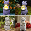 Solar Cat Statue Garden Decor - Cat Lover Gifts, with Gazing Solar LED Lights Ball Cat Decoration for Garden Yard Patio Lawn Balcony - Gifts for Mom Grandma (Gray Cat) by GreenHaven Gardens