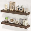 Floating Shelves for Wall, 31.5"W x 6.7"D x 1.5"H, Wooden Wall Mounted Display Shelves with Invisible Brackets for Living Room, Bedroom, Bathroom, Kitchen Decor and Storage, Set of 2, Walnut by CozyNest Decor