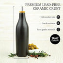 Black Ceramic Olive Oil Dispenser Bottle 16 Oz Container for EVOO or Vinegar, Kitchen Counter Design by CozyNest Decor