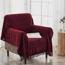 inhand Knitted Throw Blankets for Couch and Bed, Soft Cozy Knit Blanket with Tassel, Claret Lightweight Decorative Blankets and Throws, Farmhouse Warm Woven Blanket for Men and Women, 50"x60" by CozyNest Decor